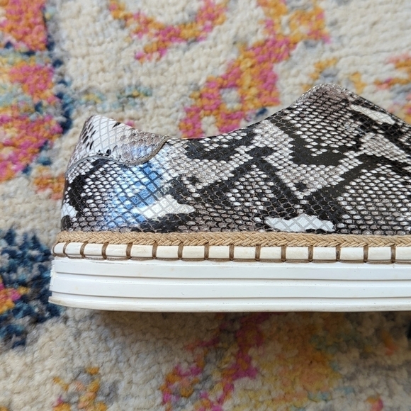 J/Slides Karla Snake Printed Leather Jute Trim Split Front Slip On Sneakers 8 - Picture 11 of 16